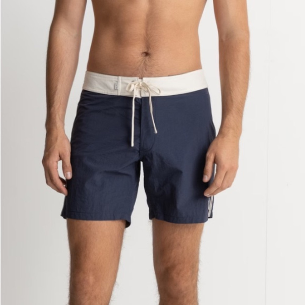 Rhythm Heritage Surf Trunk Shorts Navy Cream Swim Shorts Size 36
